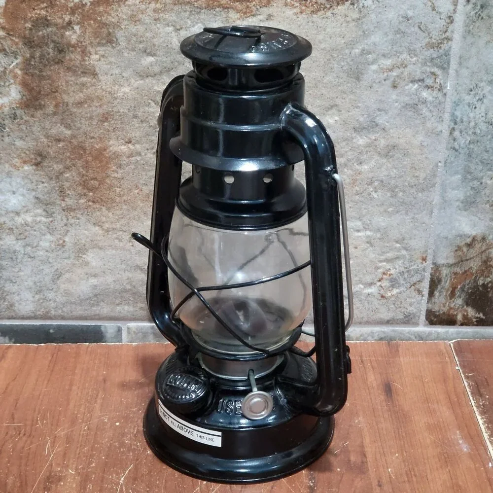 Black Hurricane Lantern Kerosene Paraffin Oil Lamp Hanging Camping Light